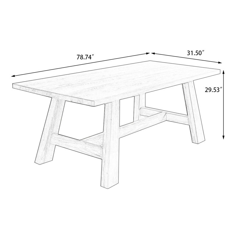 Table de salle à manger Burlywood, H 29,53 po x L 78,74 po x l 31,5 po