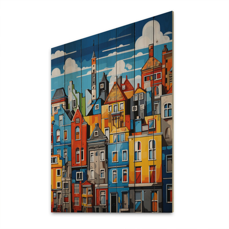 City Copenhagen Popart II sur bois, H 40 po x l 30 po x P 0,78 po