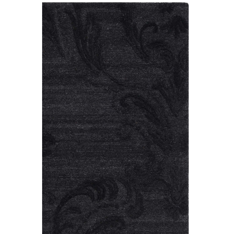 Antashia Floral Hand Tufted Area Rug in Black, Rectangle 4' x 6'