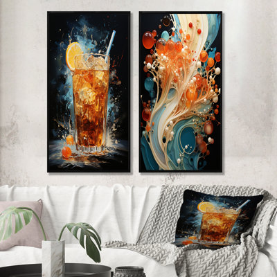 Peach Soda Abstract Carbonation - Soda Canvas Prints Set Of 2
