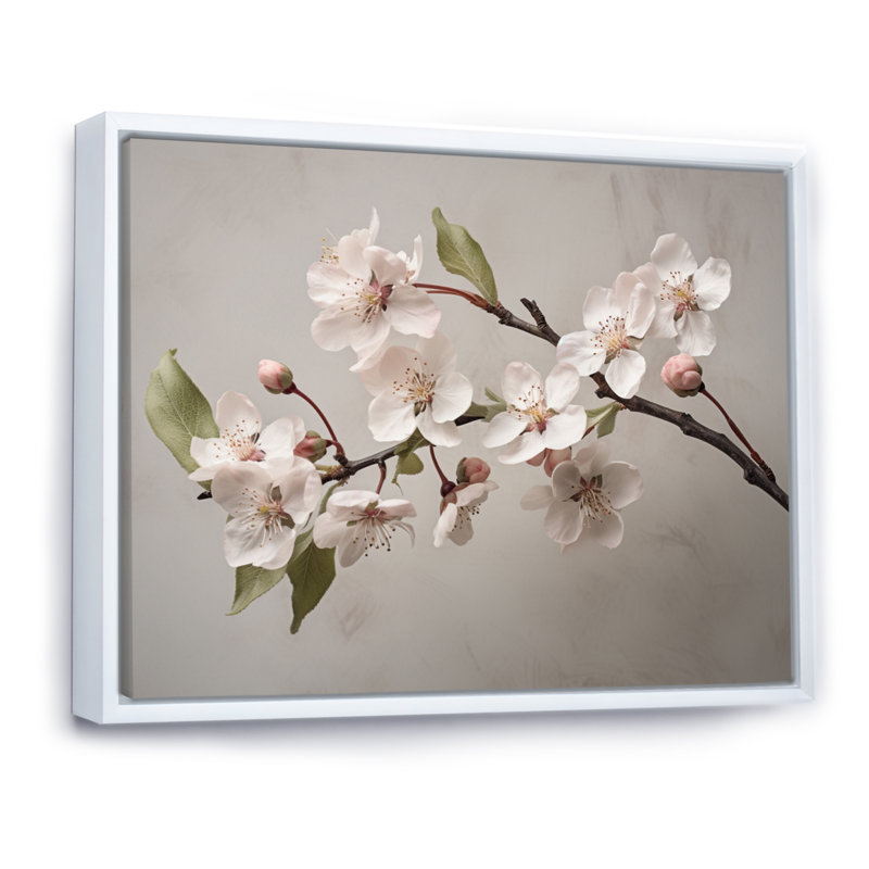 «Apple Blossom Delight I», reproduction d'art sur toile, H 30 po x l 40 po x P 1,5 po, Cadre flottant blanc