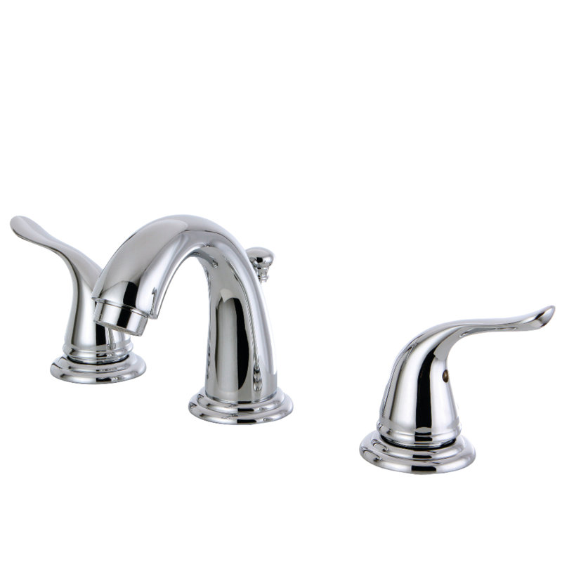 Kingston Brass Yosemite Two-Handle 3-Hole Deck Mount Widespread Bathroom Faucet with Retail Pop-Up Drain, Polished Chrome