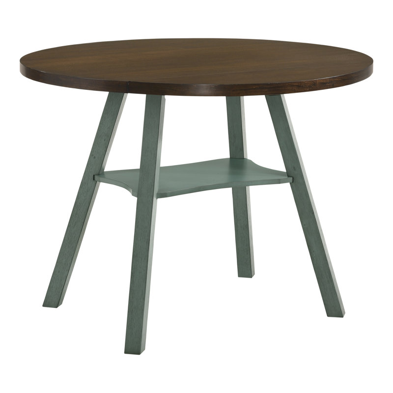 Hadrie Extendable Round Solid Wood Base Dining Table, Antique Green