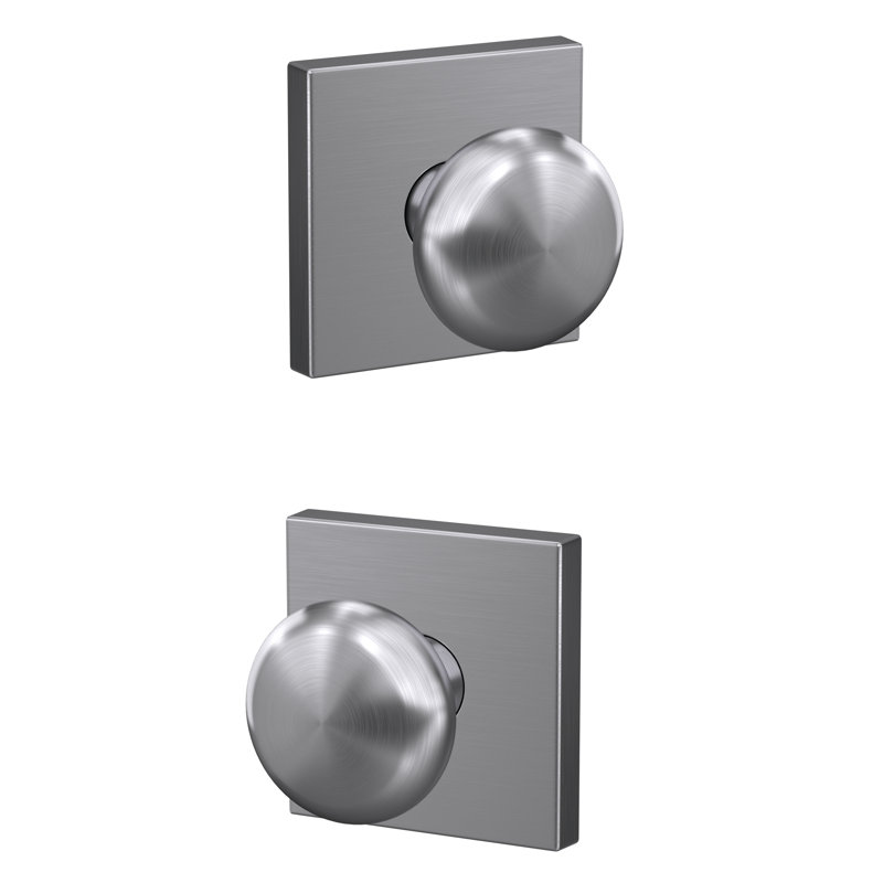 Plymouth Non-Turning Knob with Collins Trim, Satin Chrome