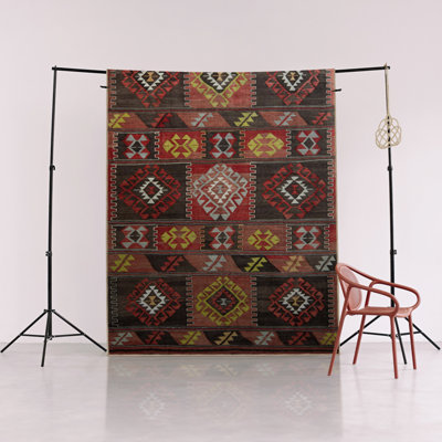 Dark Tone Multicolored Mixed Geometric Pattern Creative Modern Decorative Carpet