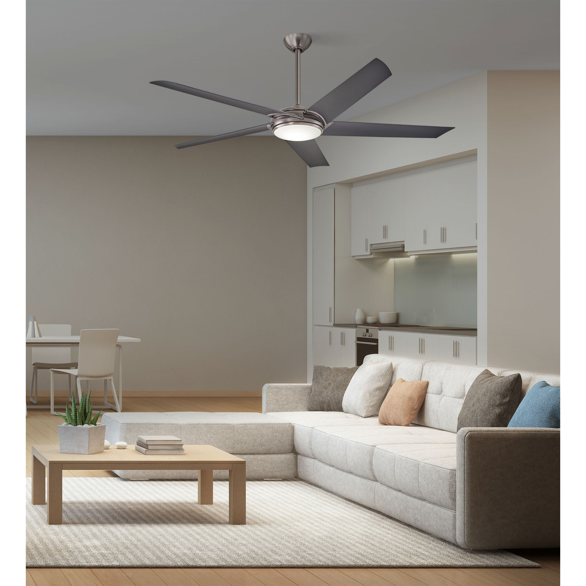 60" Raptor 5 - Blade LED Standard Ceiling Fan with Remote Control and Light Kit Included, Gun Metal