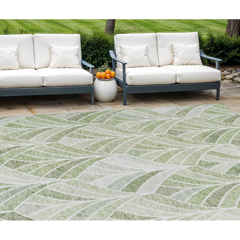 Tapis intérieur / extérieur 10 pi x 14 pi vert sauge artichaut et vert menthe