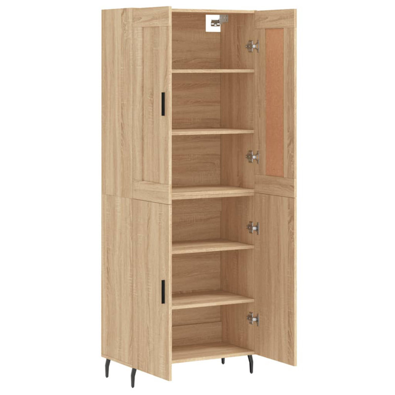 Mithushan Highboard 69.5x34x180 cm Engineered Wood, Sonoma Oak