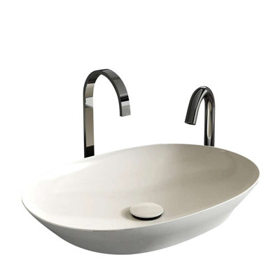 Lavabo de salle de bain vasque ovale en fonte avec robinet FontanaShowers