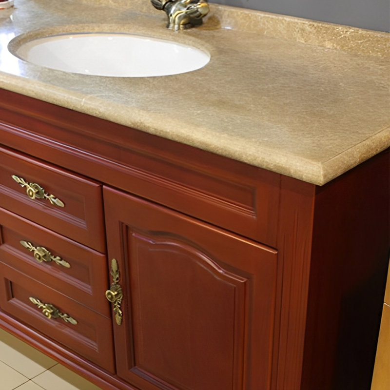 Chinese-style marble solid wood bathroom cabinet