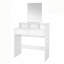 Modern White Dressing Table with Mirror, 2 Drawers & Shelf, Large Make-Up Table