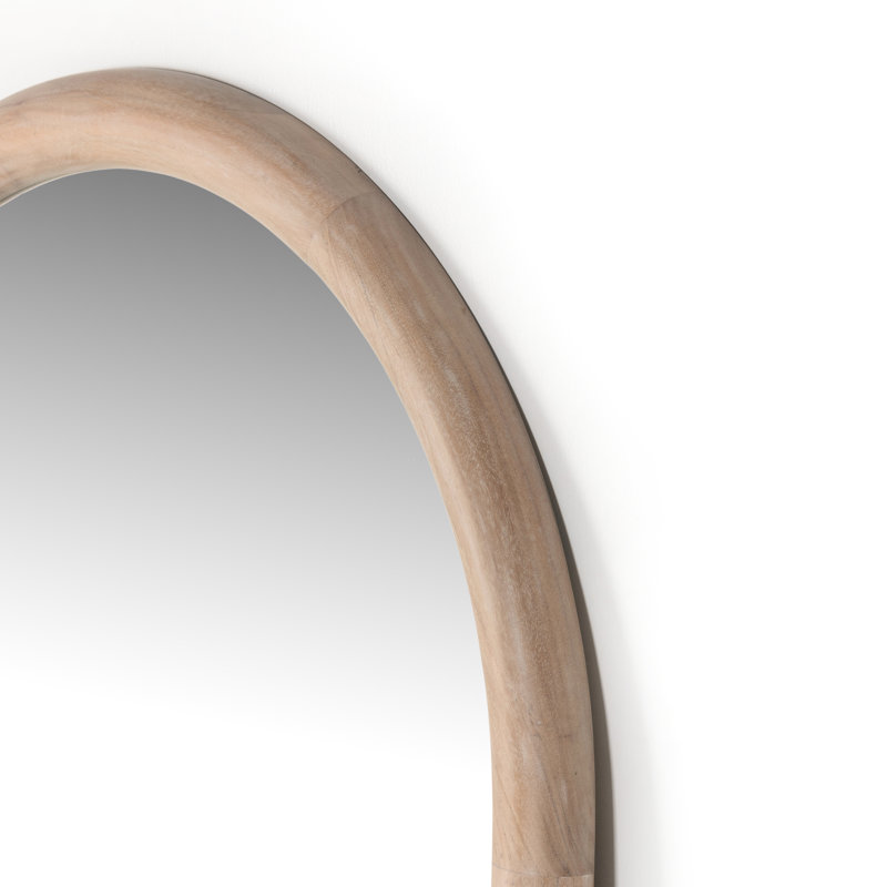 Aubria Wood Flat Floor Mirror, Whitewash Acacia