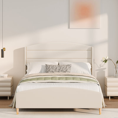 Bed Frame With Headboard,upholstered Bed Frame With Footborad, Velvet Platform Bed With Wingback Headboard by Mercer41