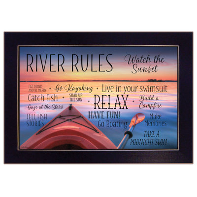 River Rules Framed Wall Art for Living Room, Home Wall Décor Framed Print by Lori Deiter