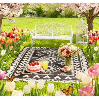Tapis de patio pour la décoration, tapis de camping extérieur portable, tapis réversible, pour l'intérieur et l'extérieur