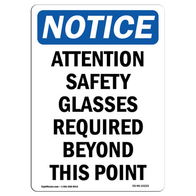 Attention Safety Glasses Required Sign