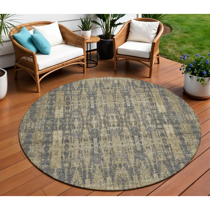 Tapis d'intérieur rond 8 po rond gris marocain lavable antidérapant