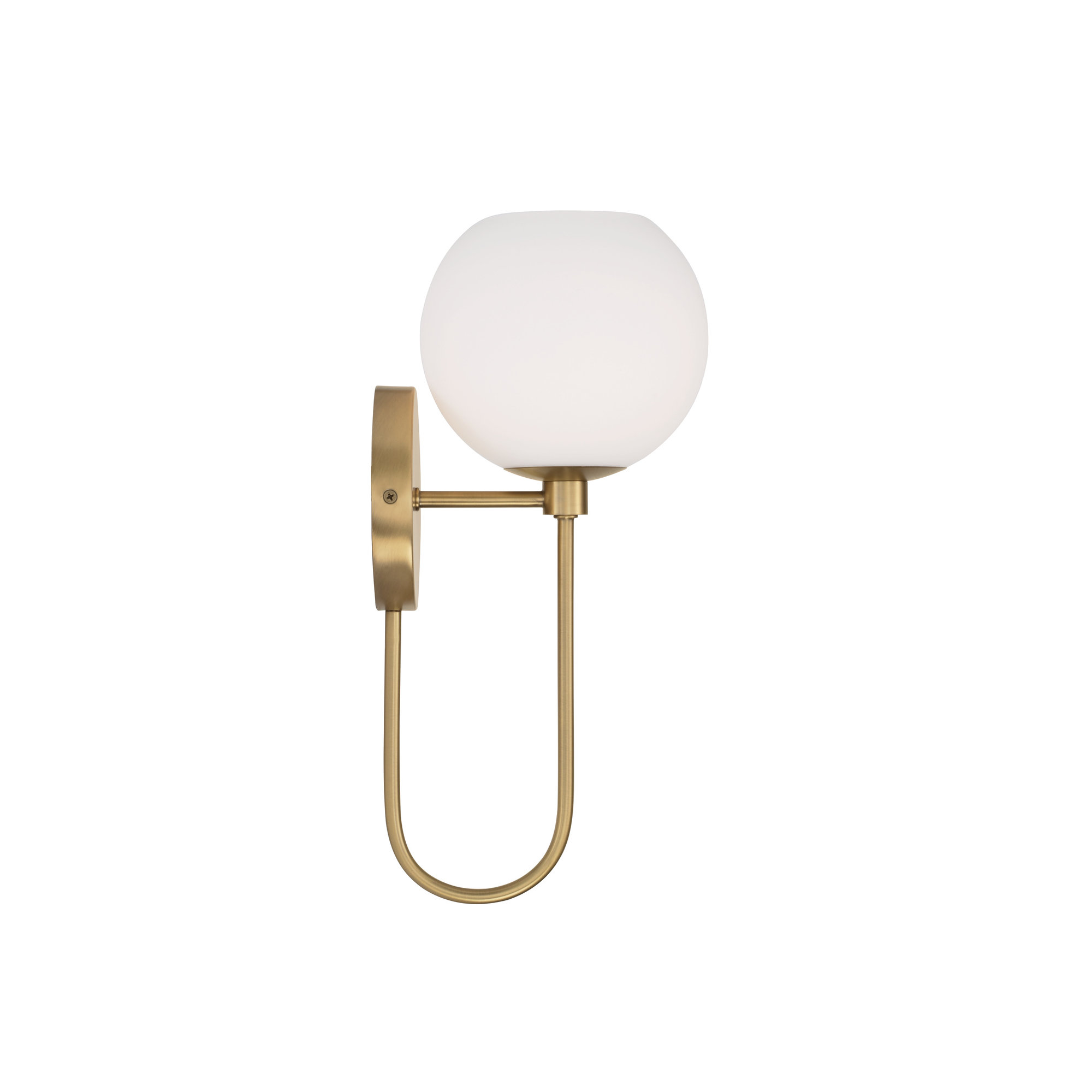 Ansley Single Light Glass Dimmable Armed Sconce, Aged Brass