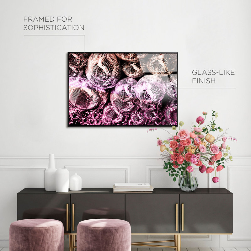 Disco Ball Peri Framed Acrylic Art by Oliver Gal, 21" H x 31" W