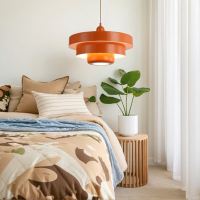 Industrial Adjustable Chandelier 1-light Pendant Light With 3-layer Metal Shade, Vintage Hanging Lamp For Living Room