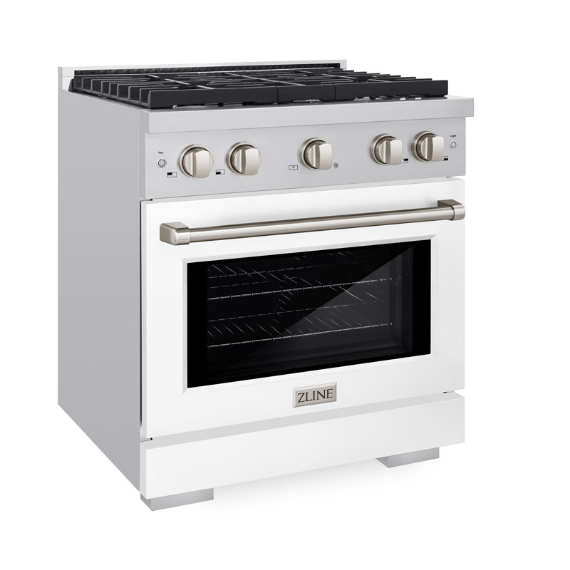 ZLINE 30" Paramount Dual Fuel White Matte Door Range w/ 4 Burners & Convection Oven (SDR-WM-30)
