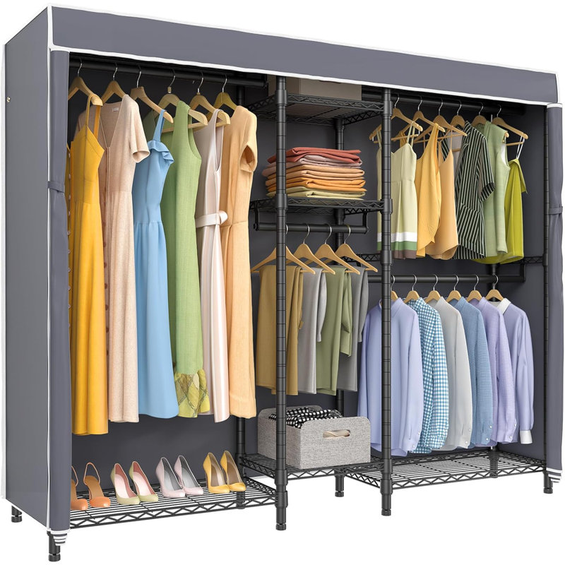  Portant à vêtements robuste avec porte-vêtements, avec support L 70,1 po x l 17,3 po x H 76,4 po, charge maximale 870 lb