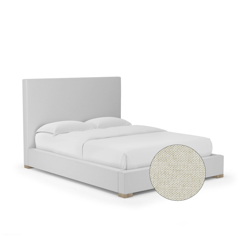 Sloan Upholstered Bed, California King, Pebble Weave Linen Alabaster, Ebony