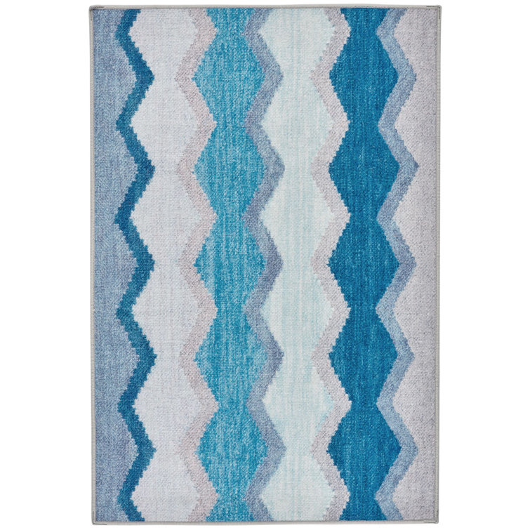 Dash and Albert Rugs Safety Net Machine Washable Rug in Blue/Ivory/Gray ...