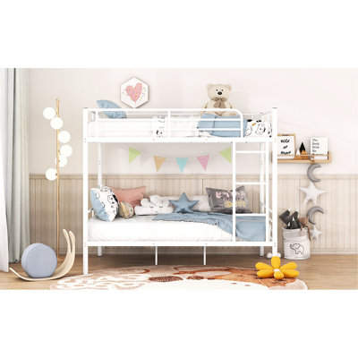 Full Over Metal Bunk Bed In White - Contemporary Style, Construction, Easy To Install For All Bed, Sleek Iron Build, Accommodates Multiple Sleepers, Installation