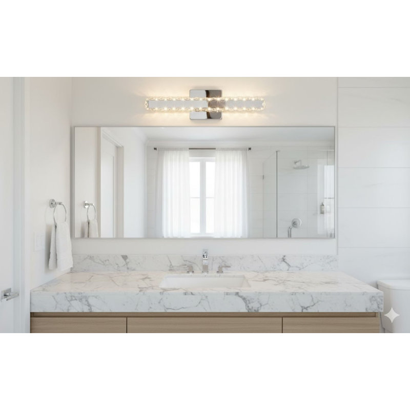 Applique murale 1 lumière DEL chromée avec cristaux transparents