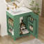 Meuble-lavabo classique de 24 po avec lavabo, poignées en métal, rangement latéral ouvert, 2 tablettes, assemblage facile, structure en céramique de conception autoportante, compartiments, porte, finition peinte,-544154025