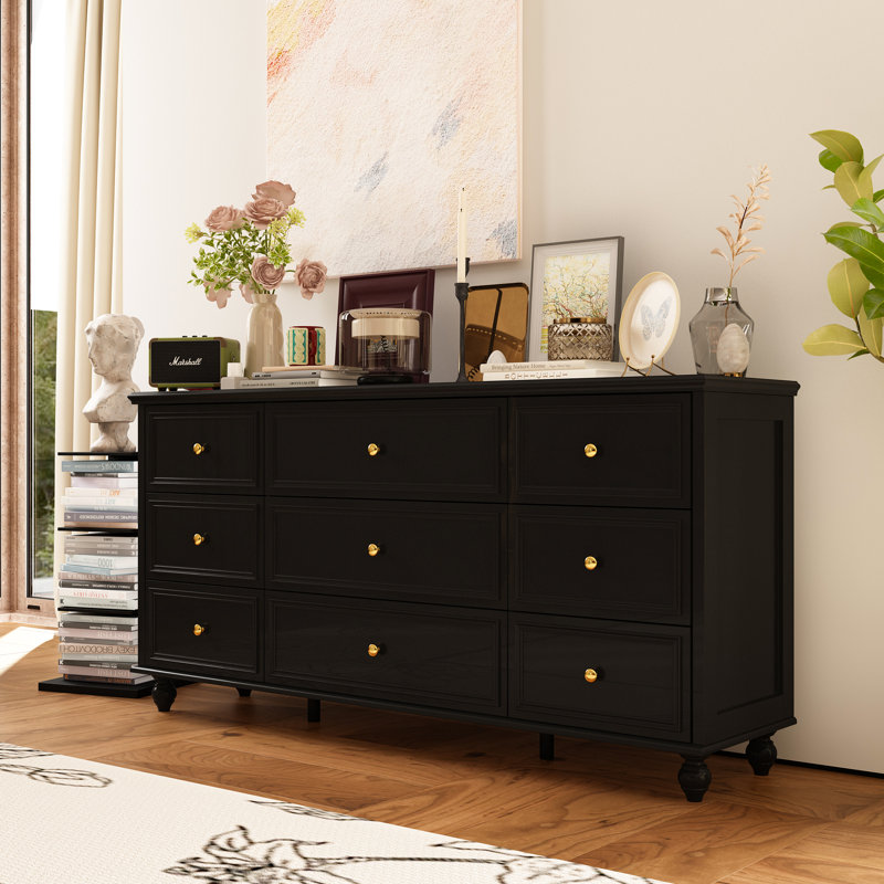 Nine Drawers Dresser With Strong Storage For Your Home, Black