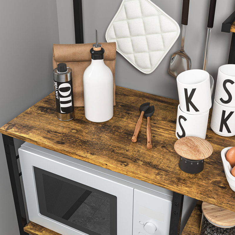 Étagère de boulanger standard 32,7 po Draden compatible avec les micro-ondes, Brun / noir