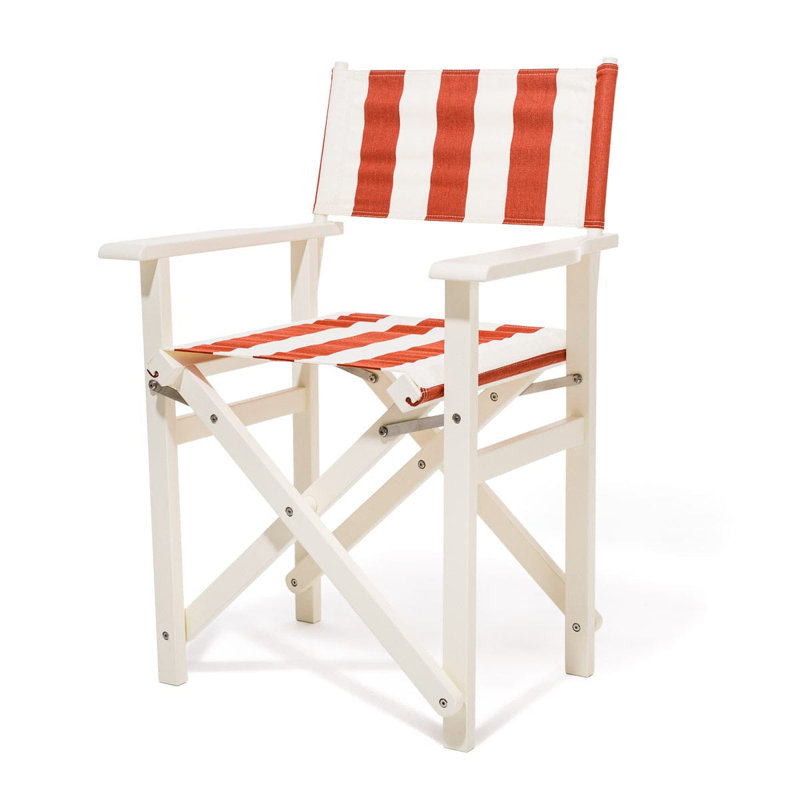 Directors Chair Table, Red/White Striped/White