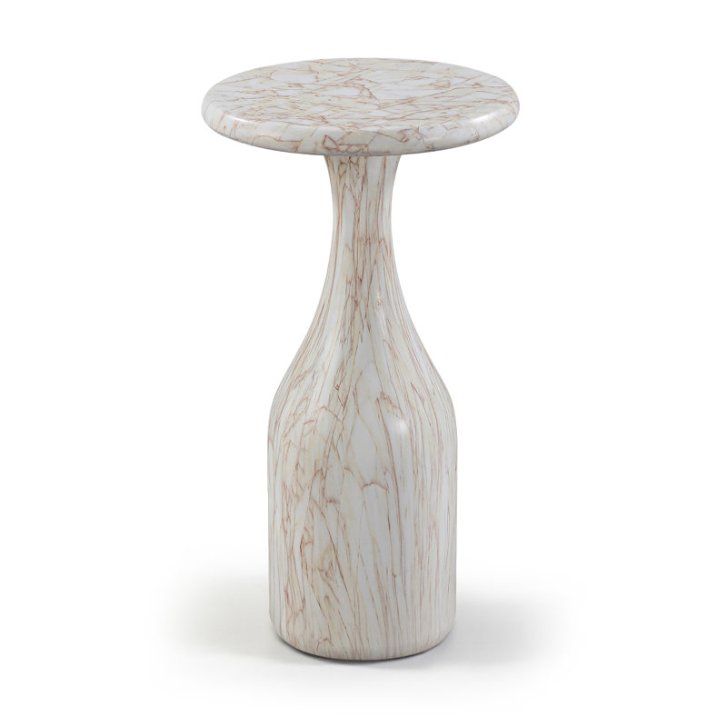 Table de bout Savona, Finition marbrée blanche, 20 po de hauteur