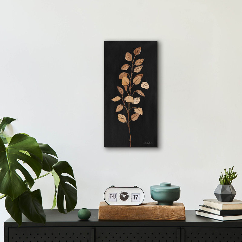  «Farm Branch 1 On Black» par Silvia Vassileva, art mural en verre acrylique, 12 po x 24 po, H 24 po x l 12 po