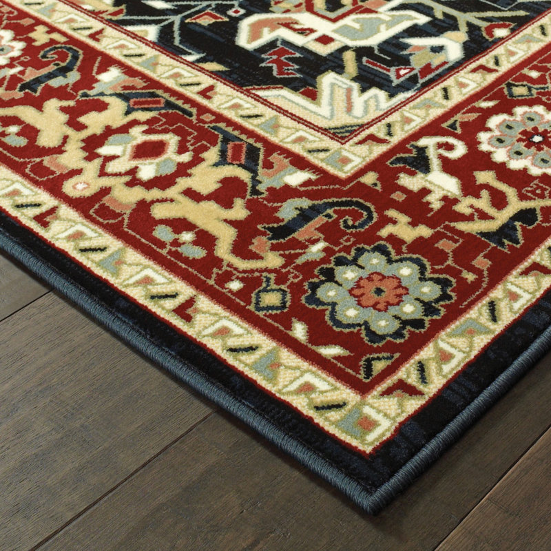 Tapis oriental rouge / ivoire Greenwich, Rectangle 6 pi 7 po x 9 pi 6 po