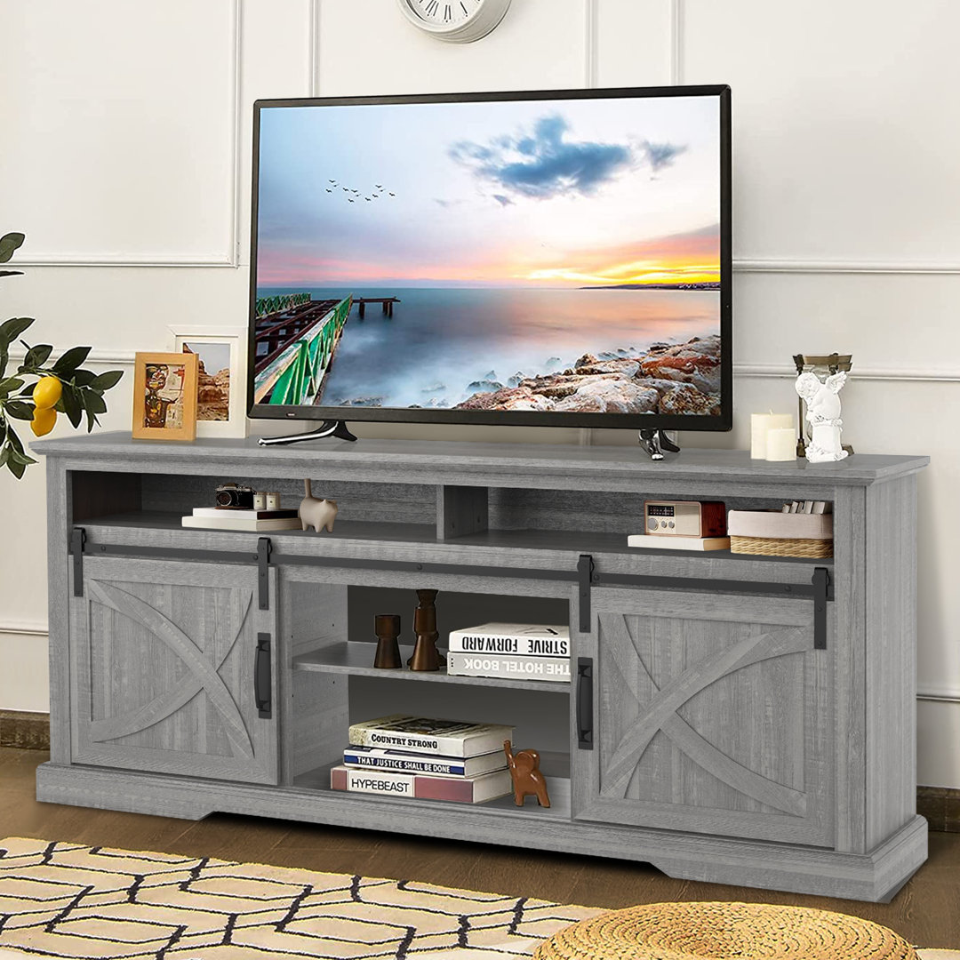 68" TV Stand With Open Storage Shelves And Cabinets Media Console For Tvs Up To 78" Gracie Oaks 