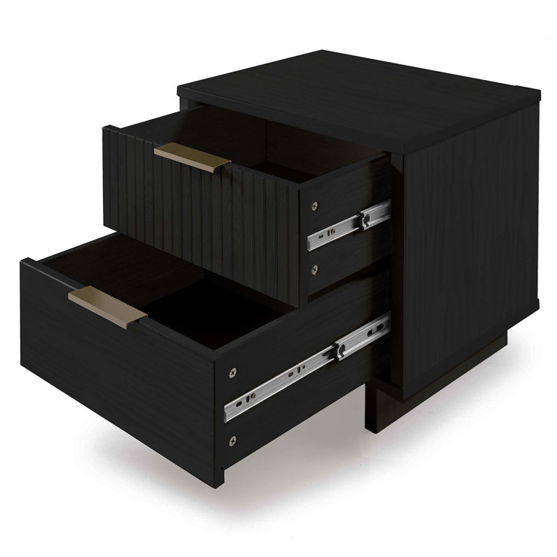 Granville 18" Nightstand In Black (2-Drawer), Black