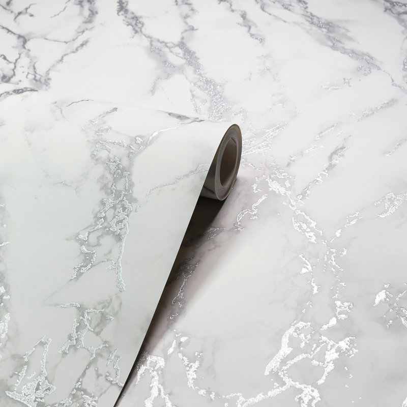 Papier peint en marbre Siward, Blanc