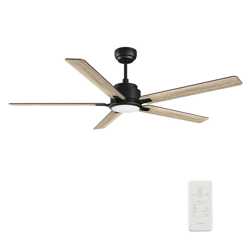 60" DC Motor Ceiling Fan with LED light, Remote Control, and downrod, Black