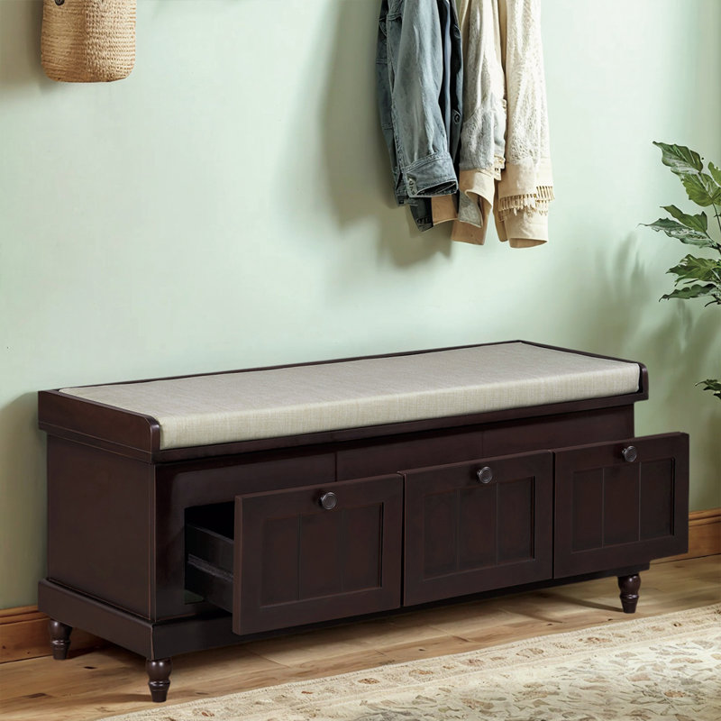 Banc de rangement rembourré 3 tiroirs Classic, Espresso