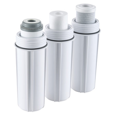 RV Water Filter Replacement Cartridge, 5-Micron 3 Pack 3 Stage Premium RV Water Filtration Replacement Cartridge for 2.5" x 10" Filter Housing, Reduces Sediment, Particles, Chlorine, and Odors