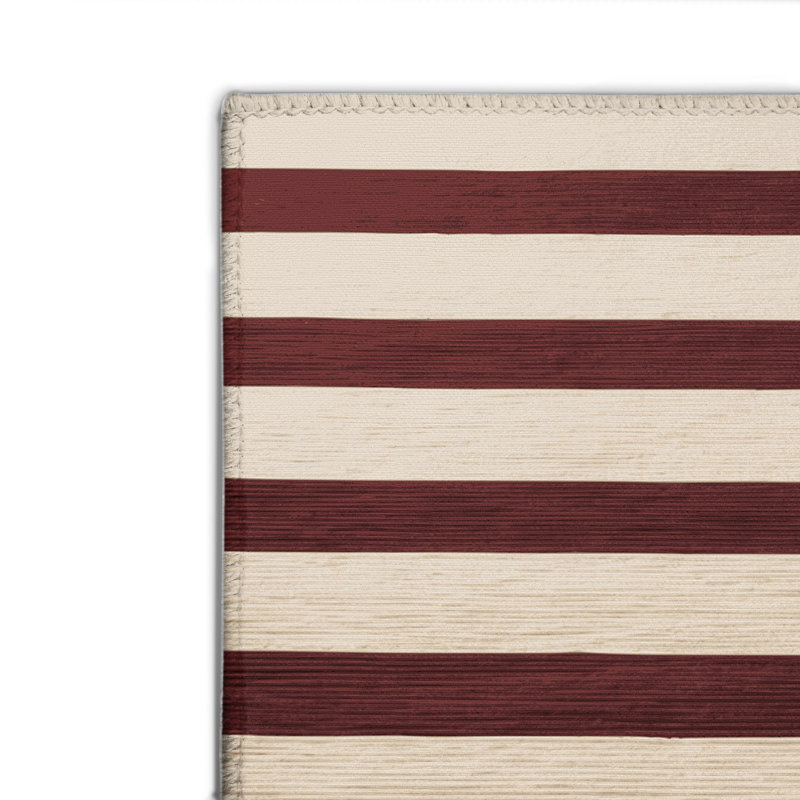 HorizontalStripes Black Indoor and Outdoor Area Rug, Rectangle 4' x 6'