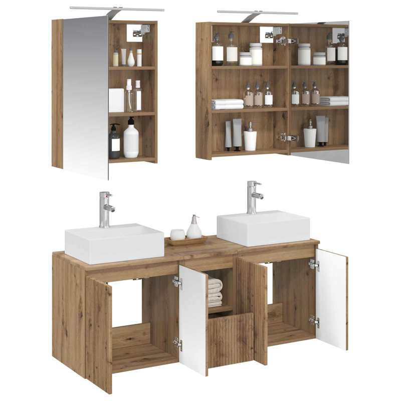 Vanity & Mirror Set, Artisan Oak