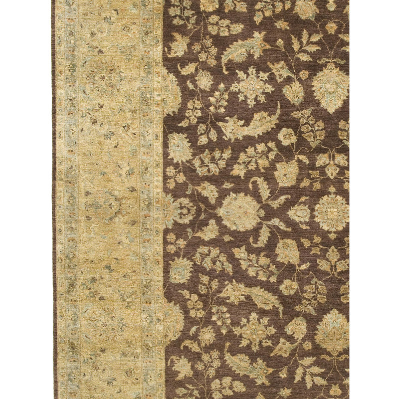 Wool Oriental Area Rug in Beige/Dark Brown, Rectangle 4' x 6'