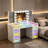 Makeup Vanity Set with 11 Oval Glass Fronted Drawers with LED Mirror and RGB Color Modes Type C USB Charging for Bedroom