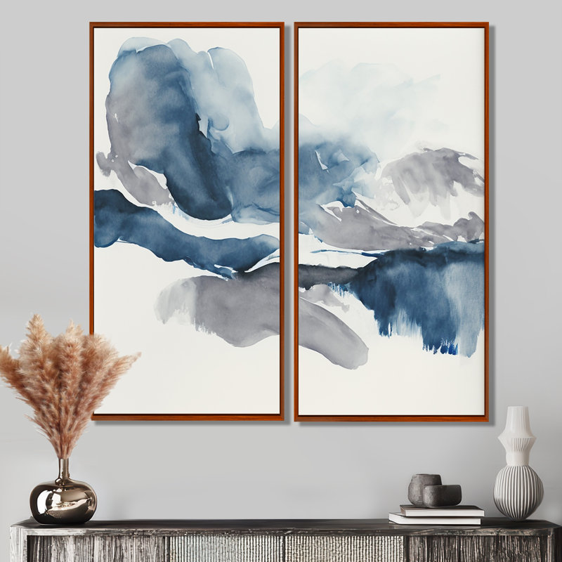«Through the sapphire», art mural bleu sur toile, H 36 po x l 48 po, Impression encadrée flottante, Brun