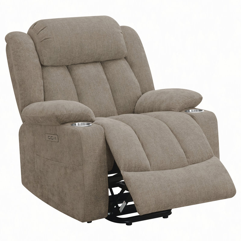 Fauteuil inclinable électrique lève-personne rembourré, Camel Fabric