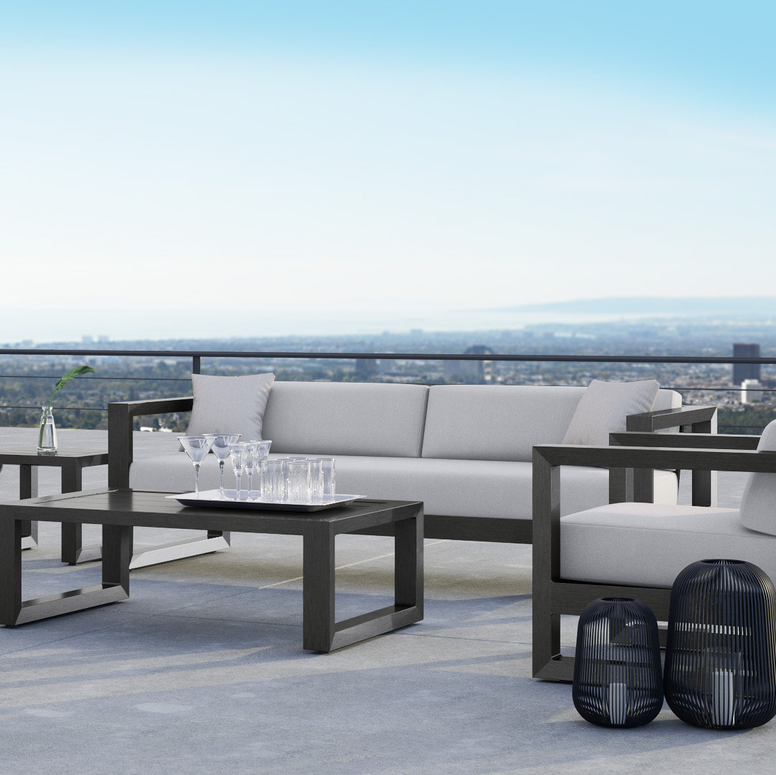 Georgie 90" Sunbrella® Patio Loveseat, Cast Silver Sunbrella®, 2